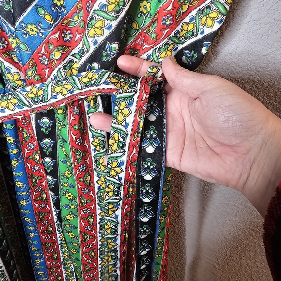 Vtg MC of Boston Dress Size 14 Womens Colorful Floral Striped 70s Sundress - Picture 8 of 14